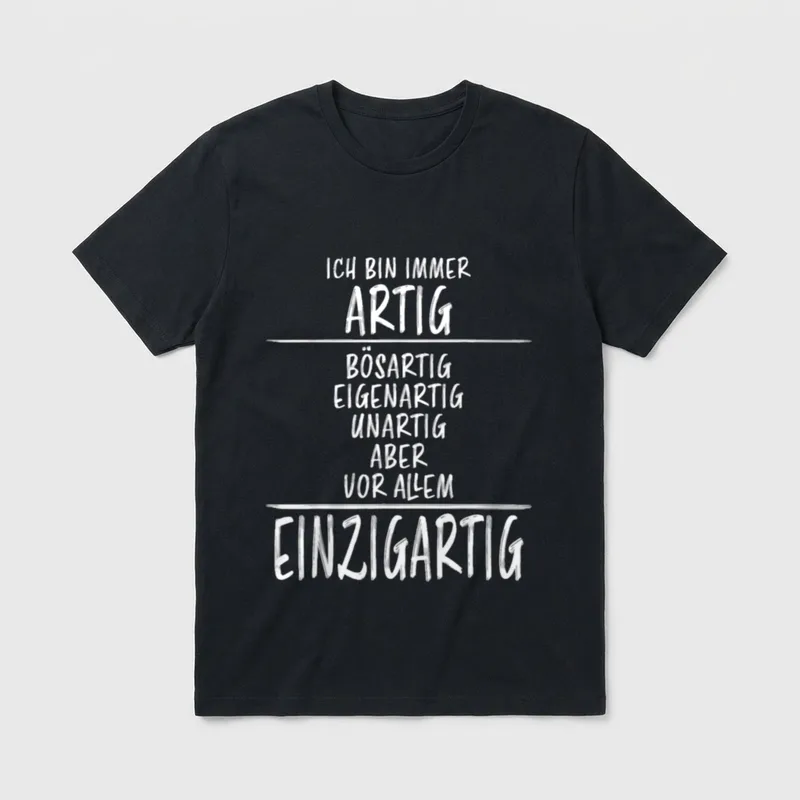 Bösartig Eigenartig Unartig Lustiger T-Shirt – Klassisches T-Shirt in Schwarz