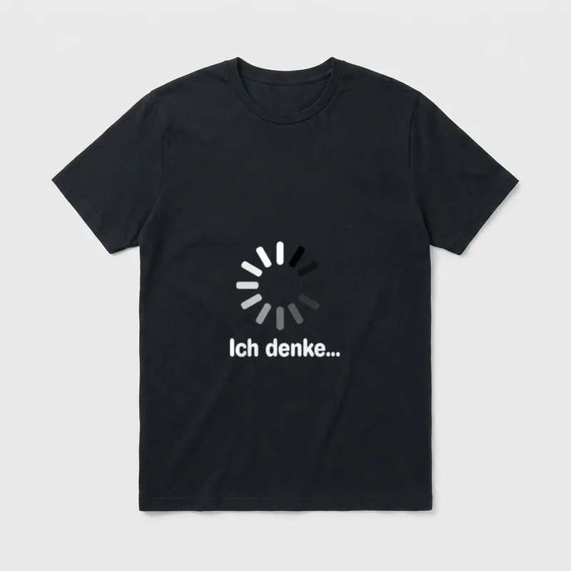 Ich Denke Lustige Zitate T-Shirt – Lade-Symbol mit Schriftzug „Ich denke...“ – Klassisches T-Shirt in Schwarz