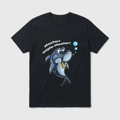 Lustiger niedlich Hai isst T-Shirt – Klassisches T-Shirt in Schwarz