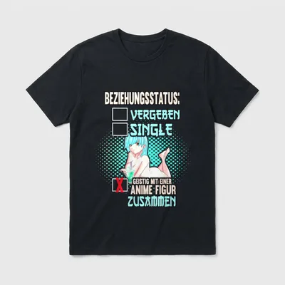 Lustig Geistig T-Shirt – Checkliste Beziehungsstatus, angekreuzt: geistig mit Anime Figur – Klassisches T-Shirt in Schwarz
