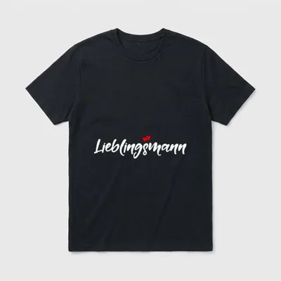 Der Beste Mann T-Shirt – Schriftzug „Lieblingsmann“ mit zwei roten Herzen – Klassisches T-Shirt in Schwarz