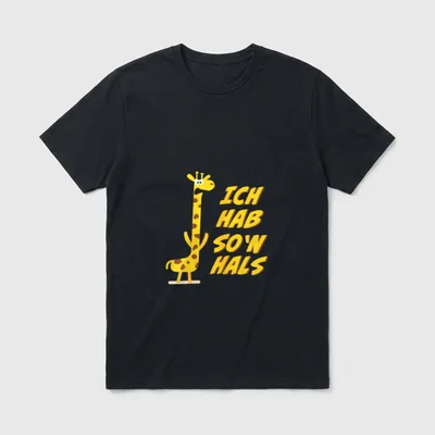 Ich hab so'n Hals T-Shirt – Giraffe mit Armen neben Schriftzug ICH HAB SO'N HALS – Klassisches T-Shirt in Schwarz