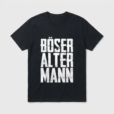 Böser alter Mann Witziger T-Shirt – Schriftzug BÖSER ALTER MANN in weißen Blockbuchstaben – Klassisches T-Shirt in Schwarz