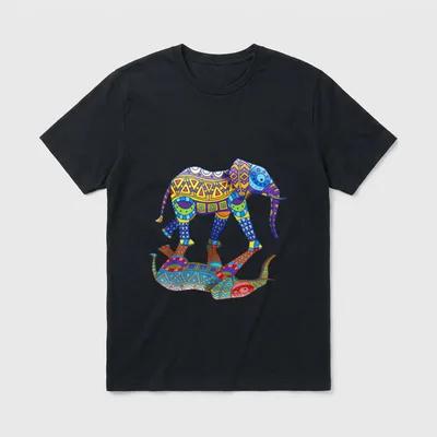 Farbenfroher witziger Elefant Frühlings T-Shirt – Klassisches T-Shirt in Schwarz