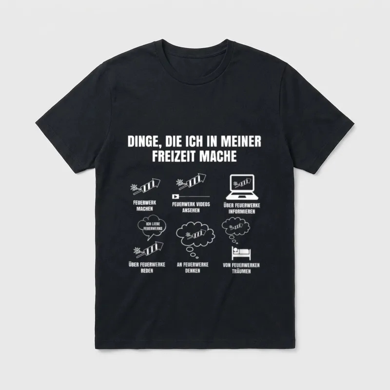 Pyro Dinge Die Ich T-Shirt – Dinge, die ich in meiner Freizeit mache – Feuerwerk-Icons – Klassisches T-Shirt in Schwarz