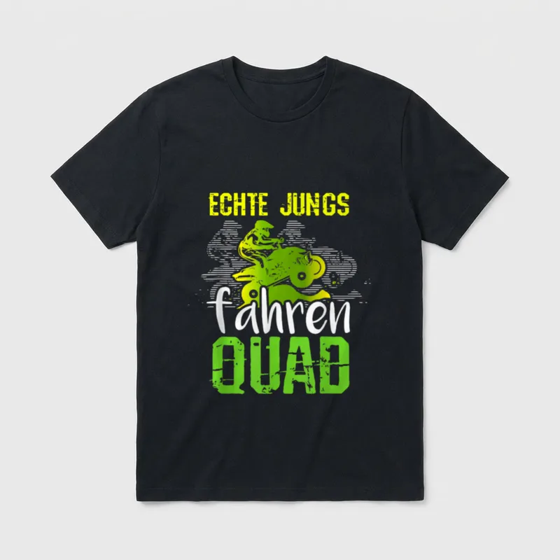 Echte Jungs fahren Quad T-Shirt – Quad-Fahrer mit Schriftzug „Echte Jungs fahren Quad“ – Klassisches T-Shirt in Schwarz