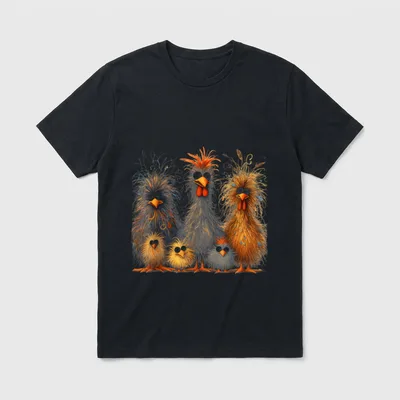 Eagerlys Bunte lustige Hühner-Kunst T-Shirt – Klassisches T-Shirt in Schwarz
