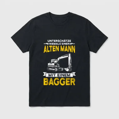 Alter Mann mit Bagger Baggerfahrer T-Shirt – Klassisches T-Shirt in Schwarz