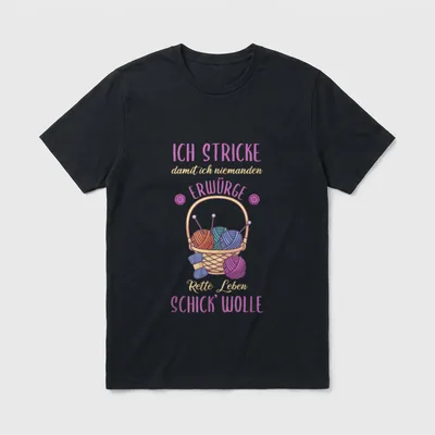 Häkeln Stricken Wolle T-Shirt – Klassisches T-Shirt in Schwarz