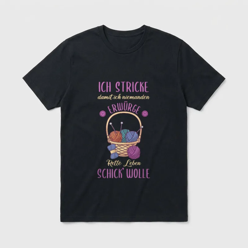 Häkeln Stricken Wolle T-Shirt – Klassisches T-Shirt in Schwarz