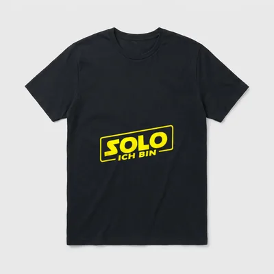 Witziges Solo ich bin T-Shirt – Gelber Schriftzug SOLO ICH BIN im schrägen Rahmen – Klassisches T-Shirt in Schwarz