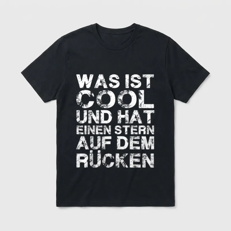 was ist cool T-Shirt – Schriftzug „Was ist cool und hat einen Stern auf dem Rücken“ – Klassisches T-Shirt in Schwarz