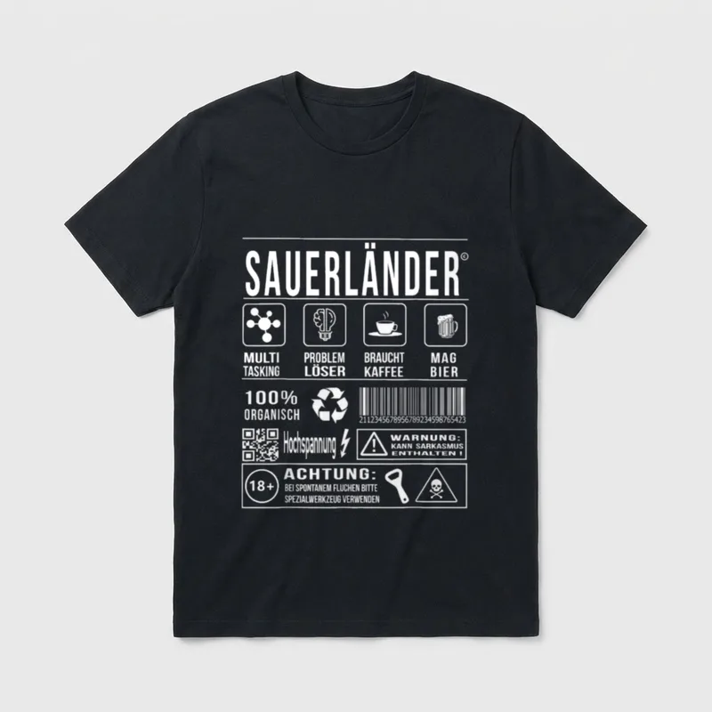 Sauerland Souvenir Witzig Humor T-Shirt – Klassisches T-Shirt in Schwarz