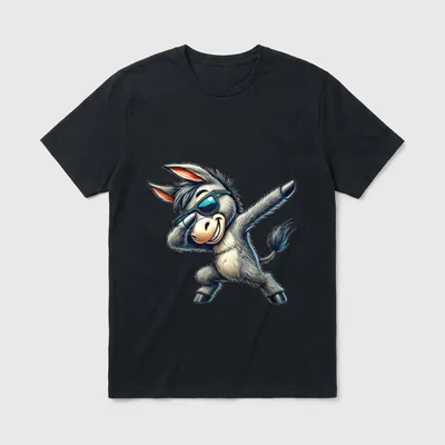 Esel Lustig Cooler Esel T-Shirt – Tanzender Esel mit Sonnenbrille im Dab, Comicstil – Klassisches T-Shirt in Schwarz