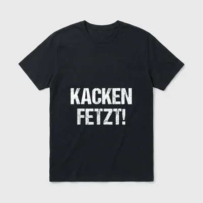 Kacken fetzt Kacken Spruch T-Shirt – Schriftzug „Kacken fetzt!“ in weißer Blockschrift – Klassisches T-Shirt in Schwarz