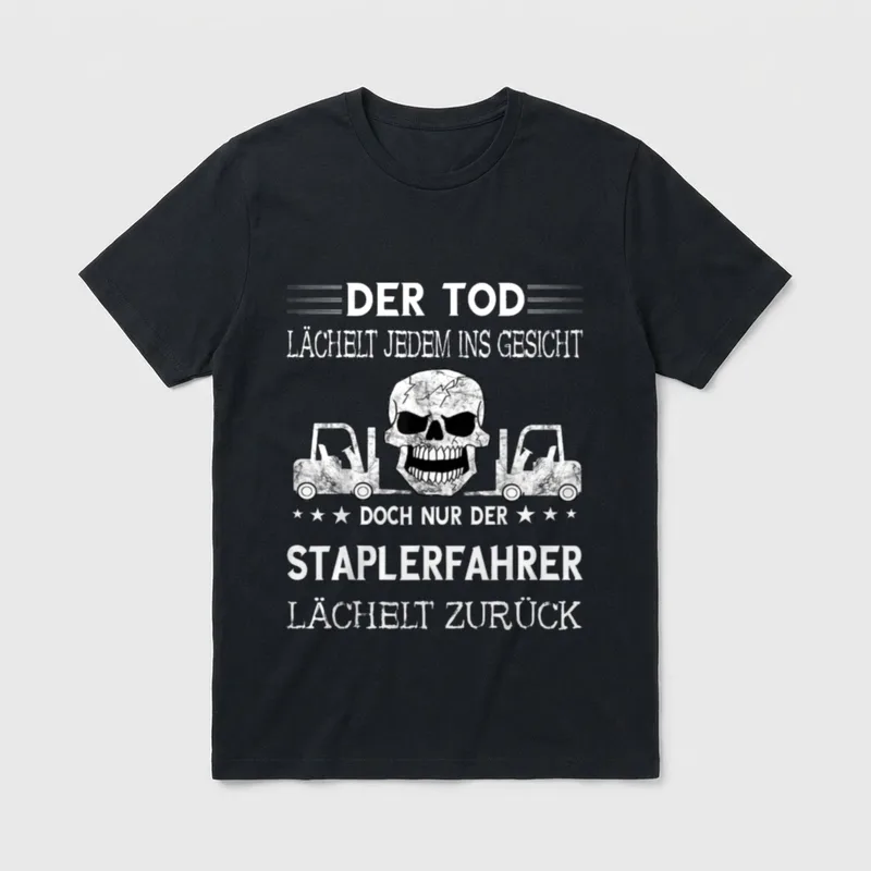 Staplerfahrer Totenkopf Stapler Fahrer T-Shirt – Klassisches T-Shirt in Schwarz