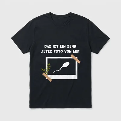 Das Ist Ein Sehr T-Shirt – Polaroid mit Spermazelle, Spruch „Altes Foto von mir“ – Klassisches T-Shirt in Schwarz