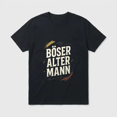Böser Alter Mann Böser T-Shirt – Schriftzug „Böser Alter Mann“ in grober Western-Schrift – Klassisches T-Shirt in Schwarz