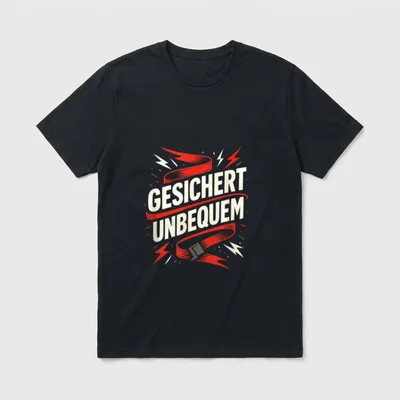 Lustiger Spruch Gesichert Unbequem T-Shirt – Klassisches T-Shirt in Schwarz