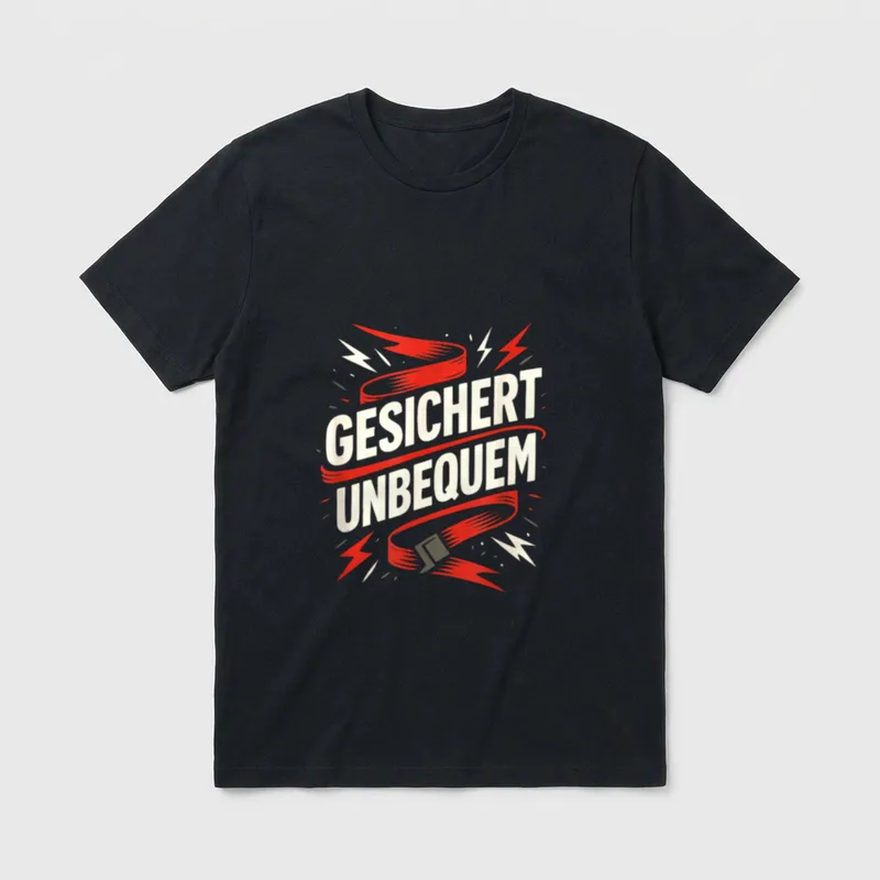Lustiger Spruch Gesichert Unbequem T-Shirt – Klassisches T-Shirt in Schwarz