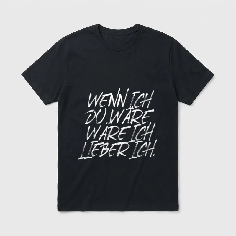 Wenn Ich Du Wäre T-Shirt – Schriftzug „Wenn ich du wäre, wäre ich lieber ich.“ – Klassisches T-Shirt in Schwarz