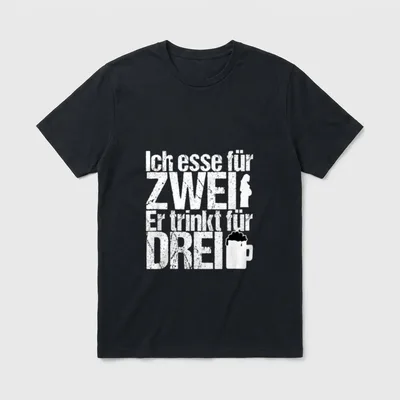 Ich esse für Zwei T-Shirt – Klassisches T-Shirt in Schwarz