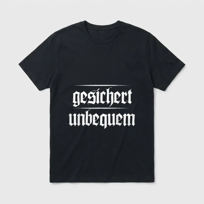 Gesichert Unbequem German Irony T-Shirt – Klassisches T-Shirt in Schwarz