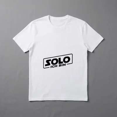 Witziges Solo ich bin Moviefans T-Shirt – Schriftzug „SOLO ICH BIN“ im schrägen Rahmen – Klassisches T-Shirt in Schwarz