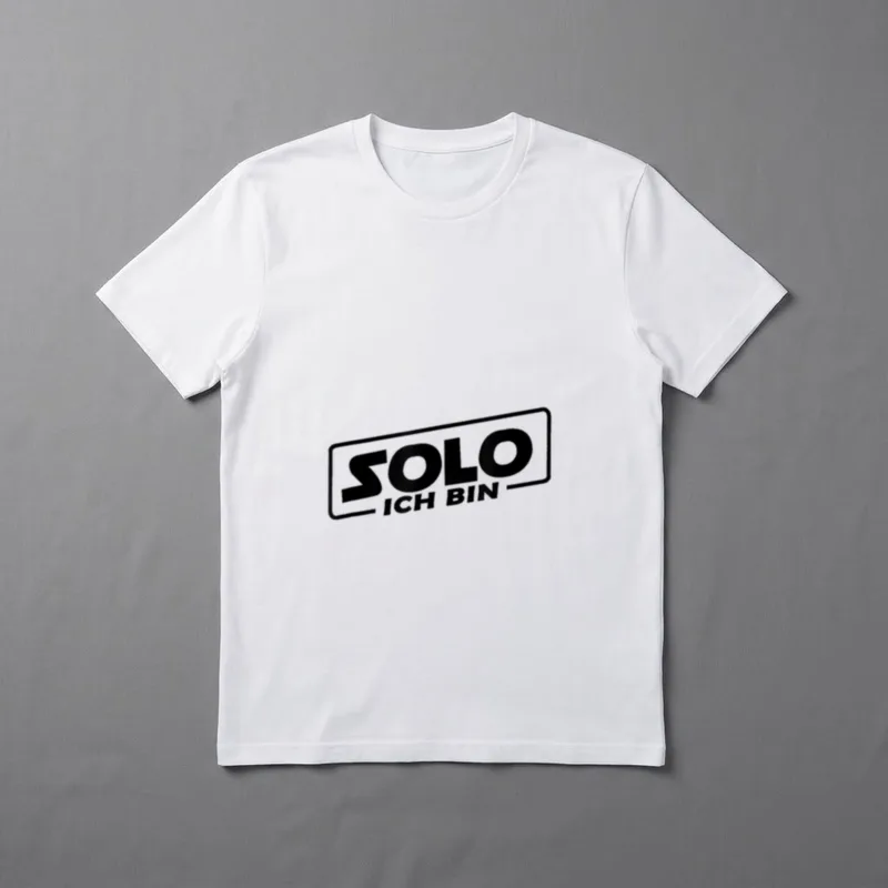 Witziges Solo ich bin Moviefans T-Shirt – Schriftzug „SOLO ICH BIN“ im schrägen Rahmen – Klassisches T-Shirt in Schwarz
