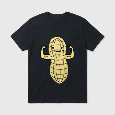 Lustig Stark Erdnuss T T-Shirt – Muskulöse Erdnuss-Figur mit Waffelmuster und Lächeln – Klassisches T-Shirt in Schwarz