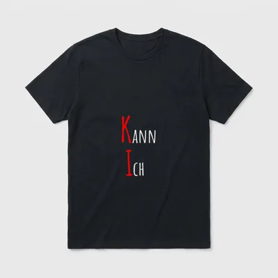 KI Kann ich lustige T-Shirt – Schriftzug „Kann Ich“, K und I rot markiert – Klassisches T-Shirt in Schwarz
