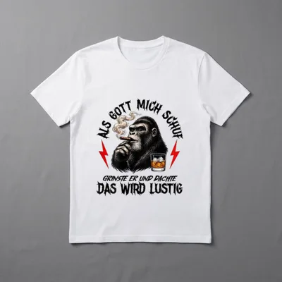 Gott Lachte T-Shirt – Klassisches T-Shirt in Schwarz