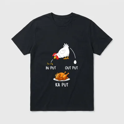 Lustiger Hühner-Eingangsausgang Ka Put T-Shirt – Klassisches T-Shirt in Schwarz