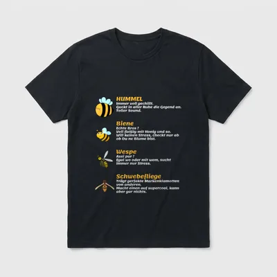 Hummel Biene Wespe Lustige T-Shirt – Hummel, Biene, Wespe und Schwebefliege mit Sprüchen – Klassisches T-Shirt in Schwarz