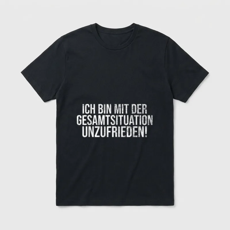 Ich bin Lustige Sprüche T-Shirt – Schriftzug „Ich bin mit der Gesamtsituation unzufrieden!“ – Klassisches T-Shirt in Schwarz