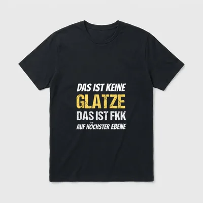 Lustiges Glatzen T-Shirt – Spruch „Das ist keine Glatze, das ist FKK auf höchster Ebene“ – Klassisches T-Shirt in Schwarz