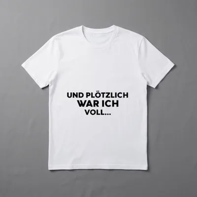 mit dem Spruch T-Shirt – Schriftzug „Und plötzlich war ich voll...“ in Schwarz – Klassisches T-Shirt in Schwarz