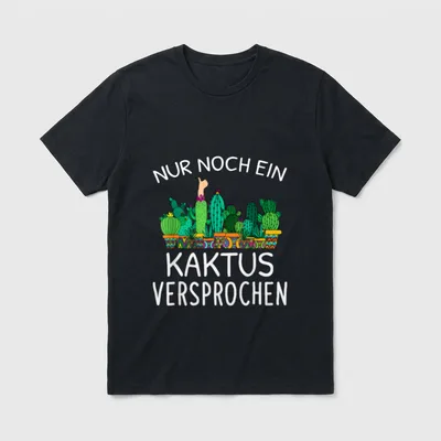 Nur Noch Ein Kaktus T-Shirt – Bunte Kakteenreihe mit Daumen-hoch-Hand und Schriftzug – Klassisches T-Shirt in Schwarz