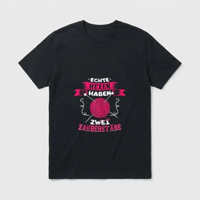 Stricken Echte Hexen haben T-Shirt – Klassisches T-Shirt in Schwarz