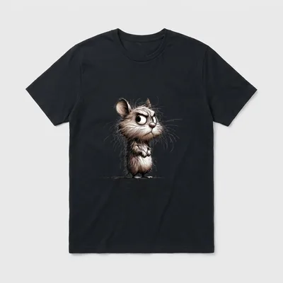 Lustige Maus Ich hab T-Shirt – Zerzauste Maus, Spruch „Ist mir aber Egal!“ – Klassisches T-Shirt in Schwarz