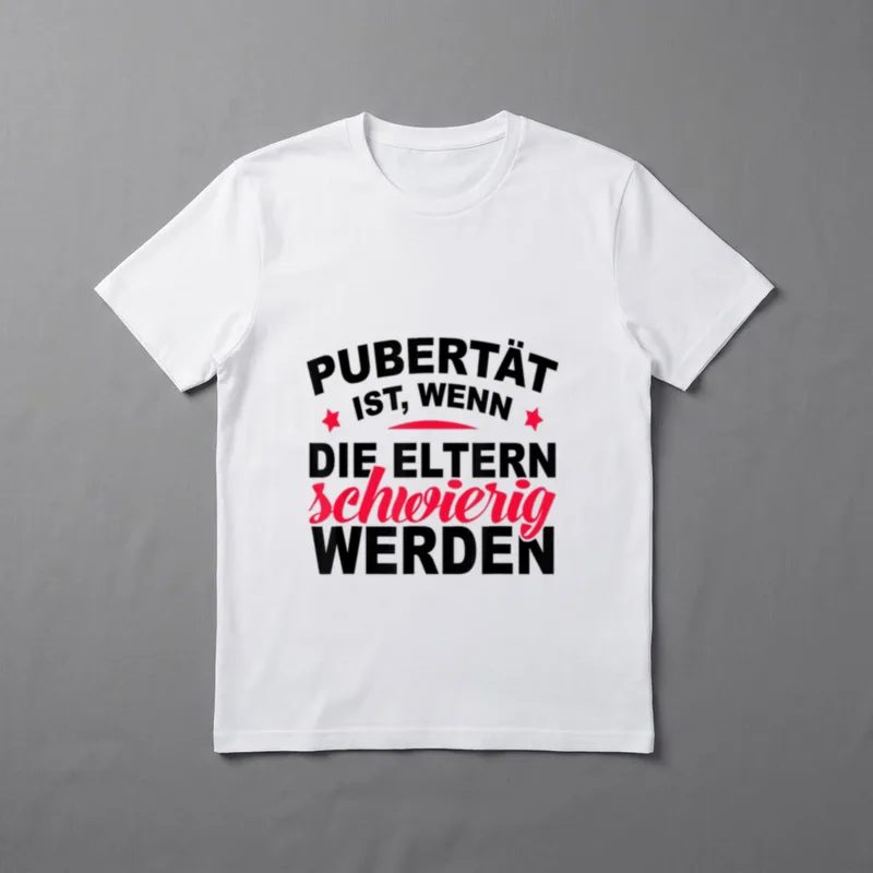 mit witzigem Spruch Pubertät T-Shirt – Klassisches T-Shirt in Schwarz