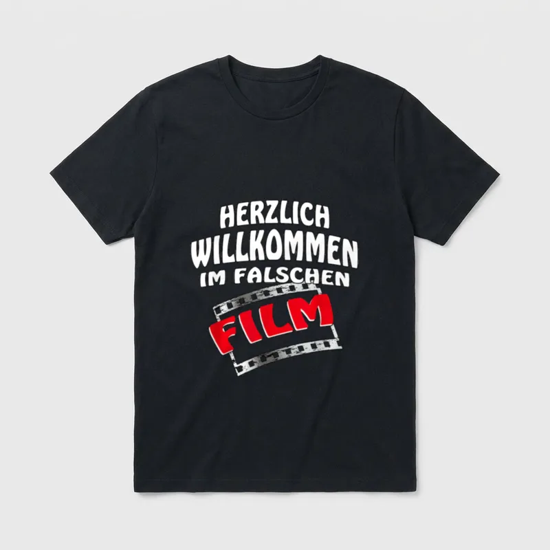 Herzlich Willkommen im falschen T-Shirt – Klassisches T-Shirt in Schwarz