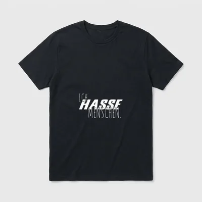 Ich hasse Menschen Misanthropie T-Shirt – Schriftzug „Ich hasse Menschen.“ in weißer Schrift – Klassisches T-Shirt in Schwarz
