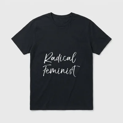 Funny Feminism Gift for T-Shirt – Schriftzug „Radical Feminist“ in weißer Handschrift – Klassisches T-Shirt in Schwarz