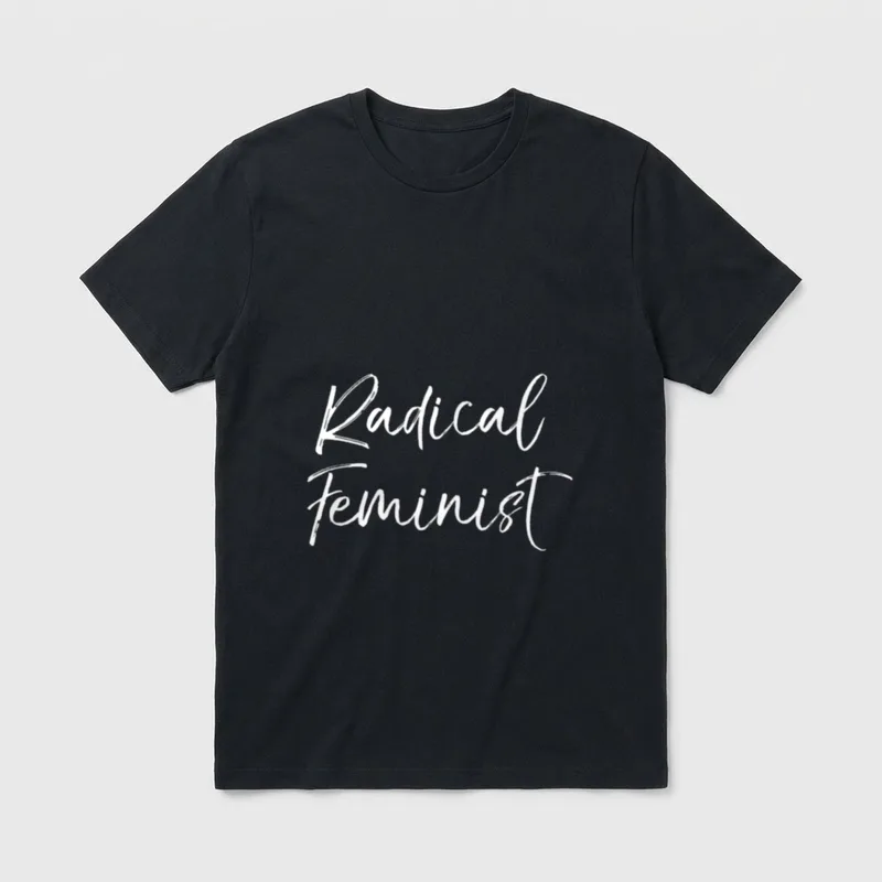 Funny Feminism Gift for T-Shirt – Schriftzug „Radical Feminist“ in weißer Handschrift – Klassisches T-Shirt in Schwarz