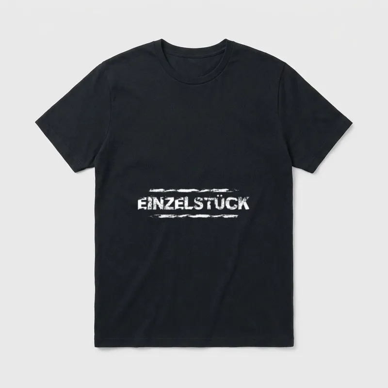 Einzelstück Lustiges und witziges T-Shirt – Schriftzug „EINZELSTÜCK“ in weißer Pinselschrift – Klassisches T-Shirt in Schwarz