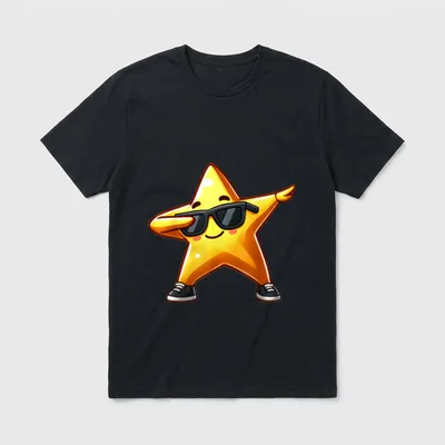 Stern Dabbing Lustiger gelber T-Shirt – Gelber dabbender Stern mit Sonnenbrille und Sneakern – Klassisches T-Shirt in Schwarz