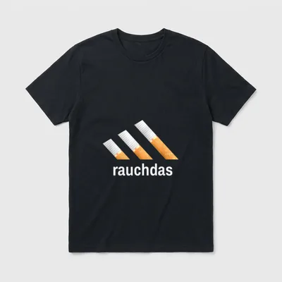 Rauch das Witziger Spruch T-Shirt – Drei Zigaretten, Schriftzug „rauchdas“ – Klassisches T-Shirt in Schwarz