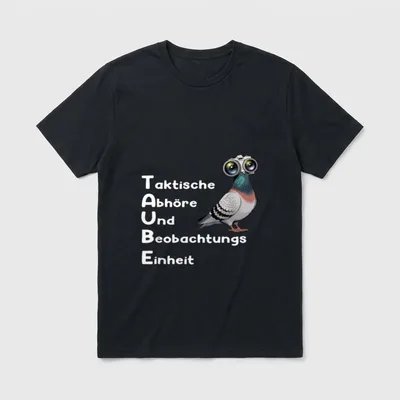 Witzige Tauben Überwachung Design T-Shirt – Klassisches T-Shirt in Schwarz