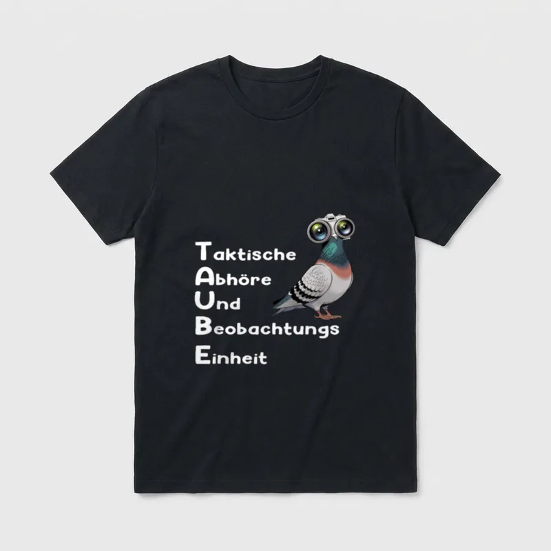 Witzige Tauben Überwachung Design T-Shirt – Klassisches T-Shirt in Schwarz